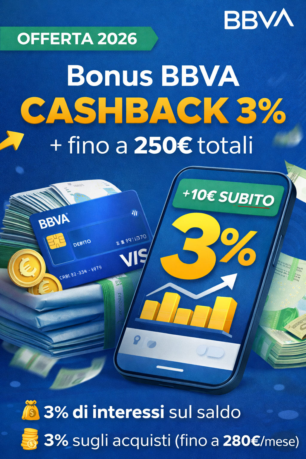 Bonus BBVA 2026 cashback 3%